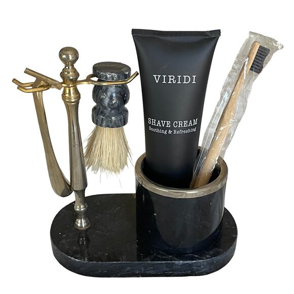 Shaving Kit with Marble Stand Shave Cream Brush Razor Holder - Picture 8 of 8
